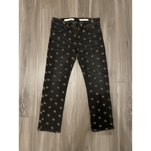 Pilcro & the Letterpress Jeans Women’s Size 27 Orange Floral Print Slim Straight - Picture 1 of 10
